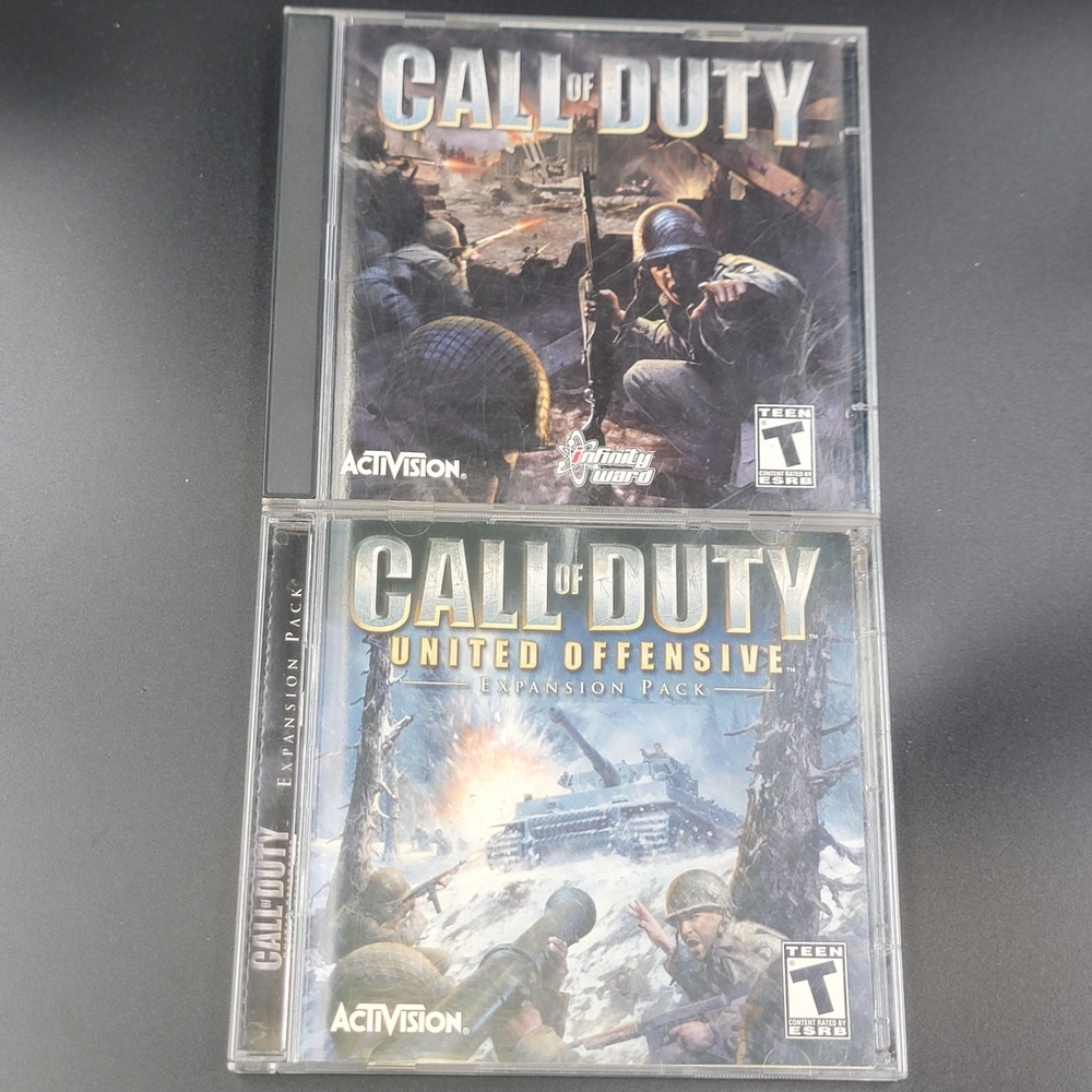 Call of Duty PC & United Offensive Expansion Pack 2003 Computer Y2k Games 2pc